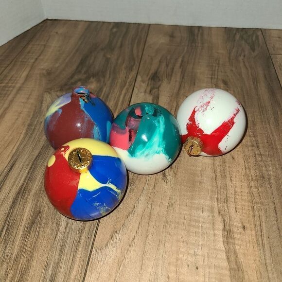 Set Of 4 Painted Multi Color Christmas Ornament - Picture 1 of 6